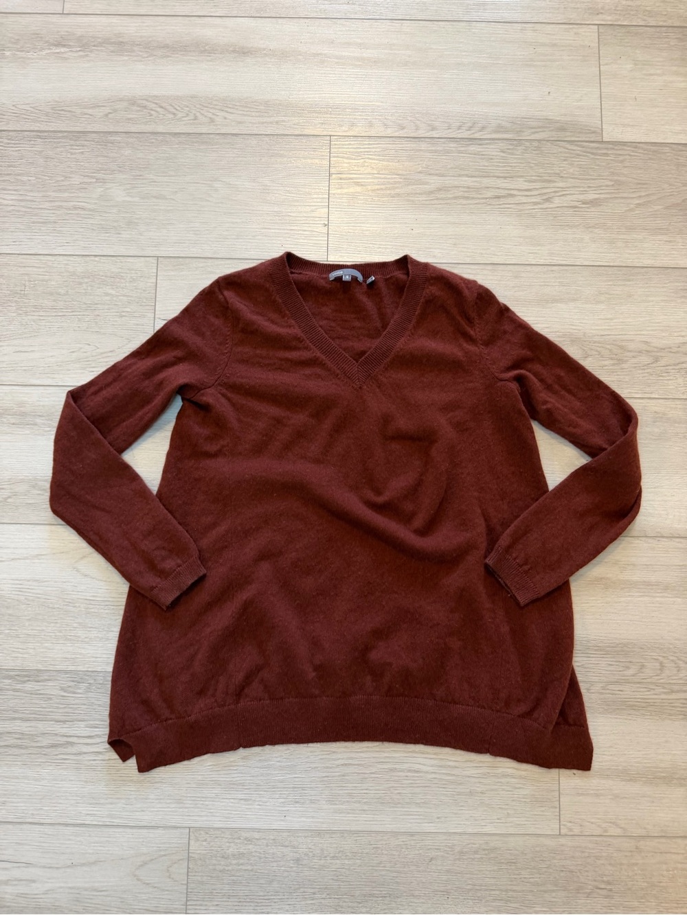 Vince Cashmere Wool Sweater V Neck Sz S Brown Womens Capsule Old Money Office